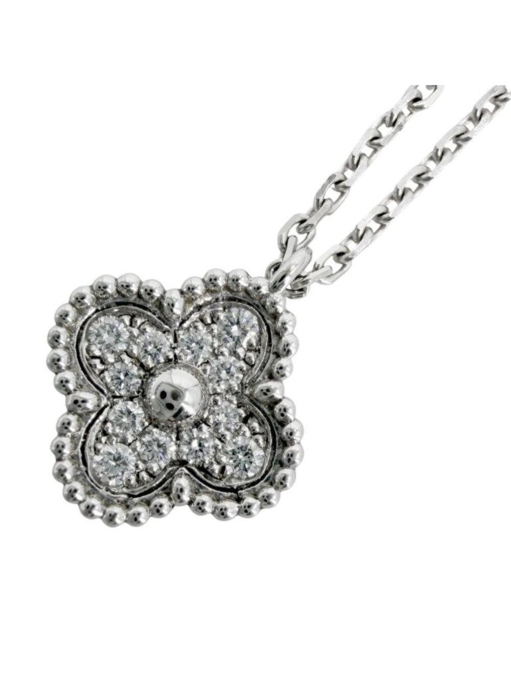 Van Cleef & Arpels Large Necklace Sweet Alhambra 18K WG 18K White Gold Diamond